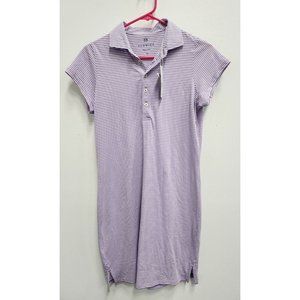 Renwick Womens Polo Shirt Dress Sizs XS Lavender White Striped Short Sleeve NWT